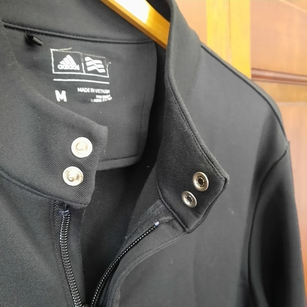 Adidas black zip-up mockneck athletic Activewear Workout jacket Size Medium - Picture 4 of 10